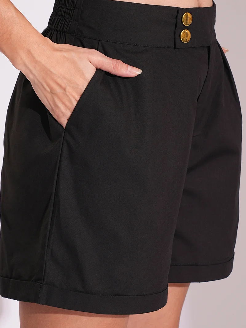 globus Women High Neck Crop Top & Shorts Co-Ord Set