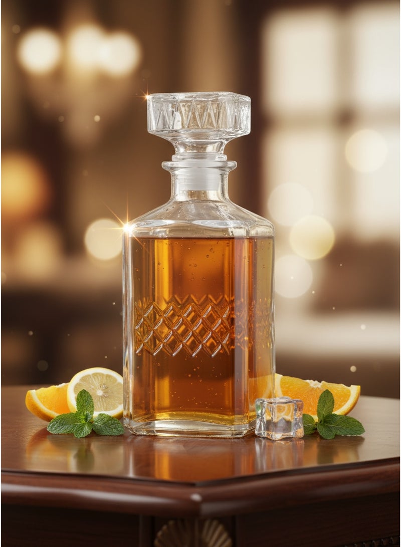 جابان قنينة زجاجية شفافة - تصميم أنيق مقطوع بالماس - زجاجة ويسكي ونبيذ - Image 1