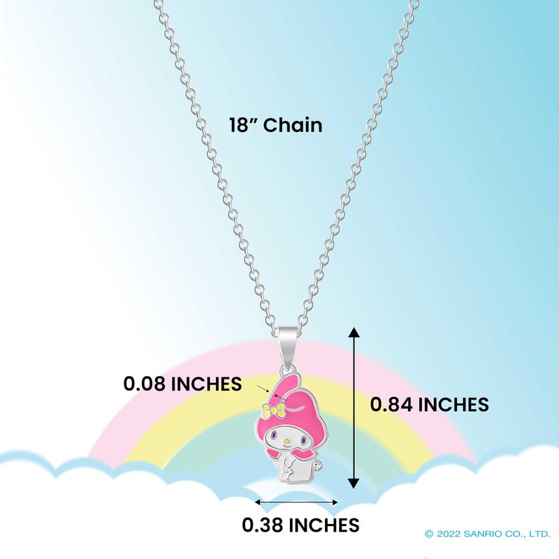 Hello Kitty Sanrio and Friends Womens Pendant Necklace 18" - Silver Plated Brass and Enamel My Melody Necklace Officially Licensed - Image 3