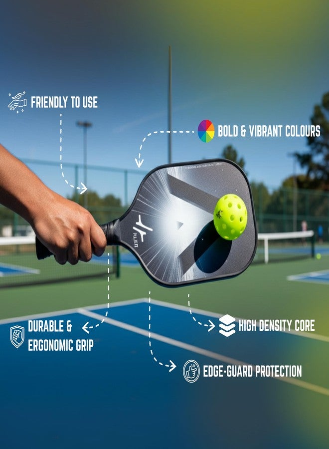 PulseITPaddleSet Pickleball Set- 2 Fiberglass 16mm Thick Paddles, 4 Balls, Carry Bag. Comfort Cushion Grip Handle, Lightweight, High-Performance, Precise Control. (Lunar Black) - Image 3