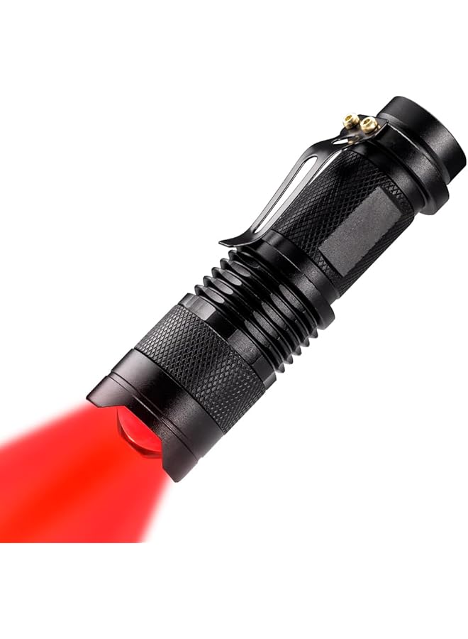 High Power Red LED Flashlight Powerful Single Mode Red Light Torch for Astronomy Aviation Night Observation Black - Image 1