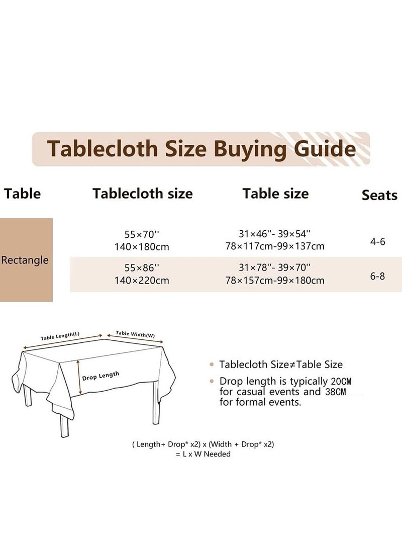 Cuken Table Cloth for Dining Table, Tassel Wrinkle Free Table Cover, Outdoor Table Cloth, Rectangle Tablecloth for Kitchen Dining Party White, 140x180cm  - Image 2