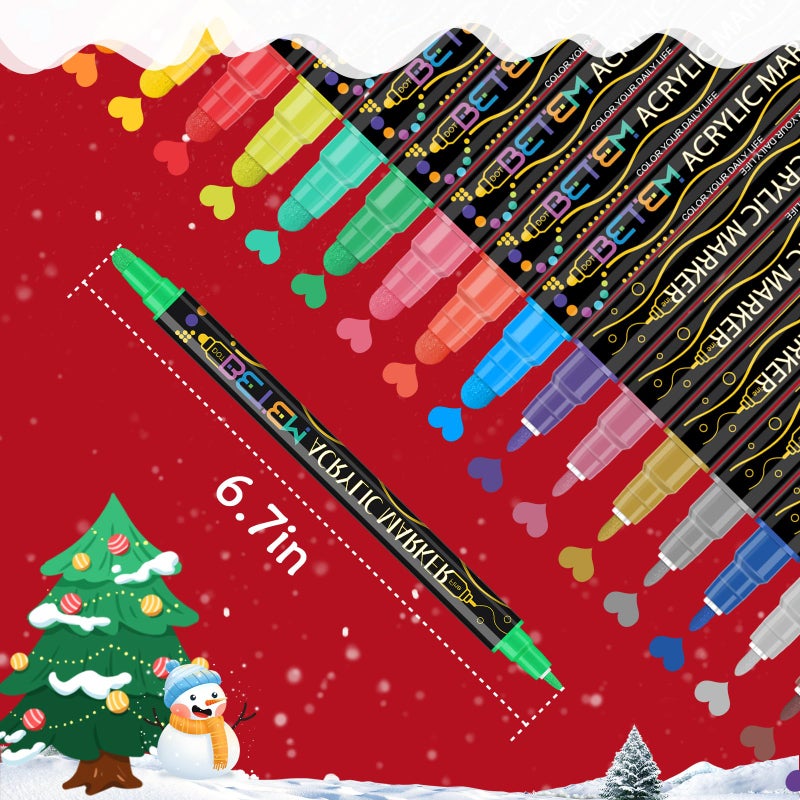 Betem 60 Colors Dual Tip Acrylic Paint Pens Markers, Fabric Decorating Kits Premium Water-Based Acrylic Paint Markers for Fabric, Rock, Wood, Glass, Eggs, Canvas, Ceramic, Easter Basket Stuffers - Image 5