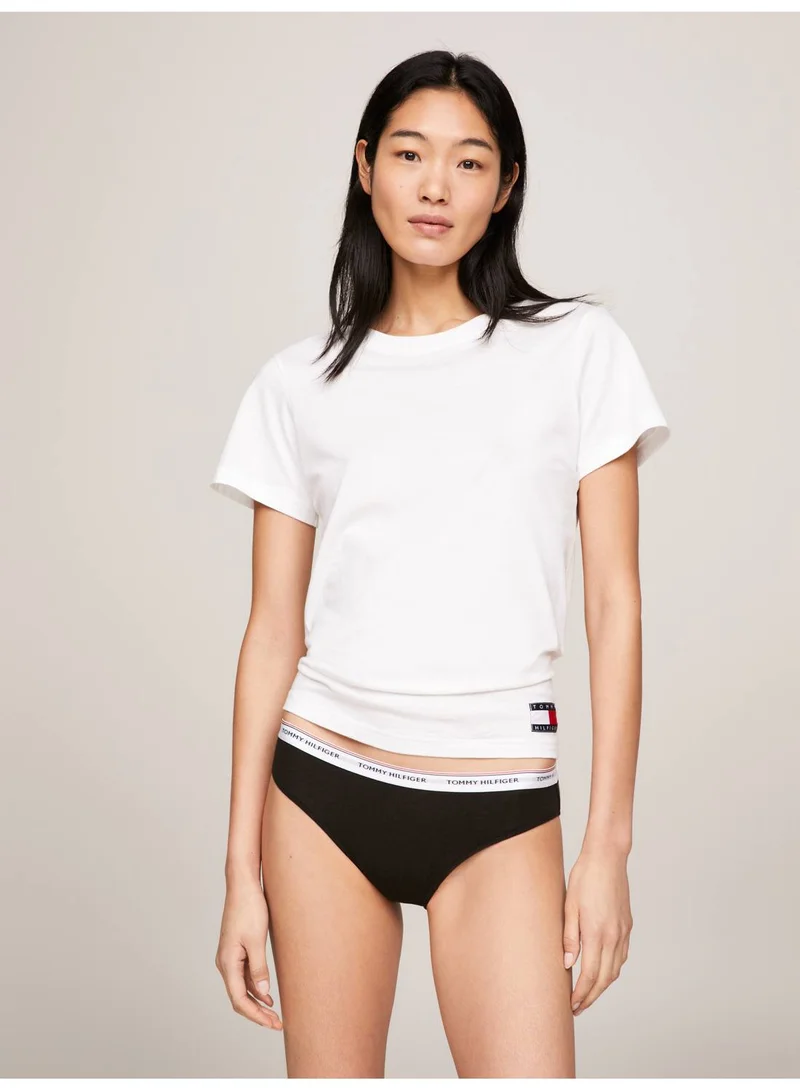 TOMMY HILFIGER Women's 3-Pack Premium Essential Repeat Logo Waistband Briefs Underwear Bottoms, Red/ White/ Black