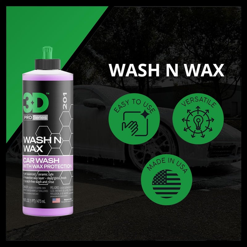 3D Wash N Wax Car Wash Soap - pH Balanced, Easy Rinse, Scratch Free Soap with Wax Protection - 16oz. - Image 3