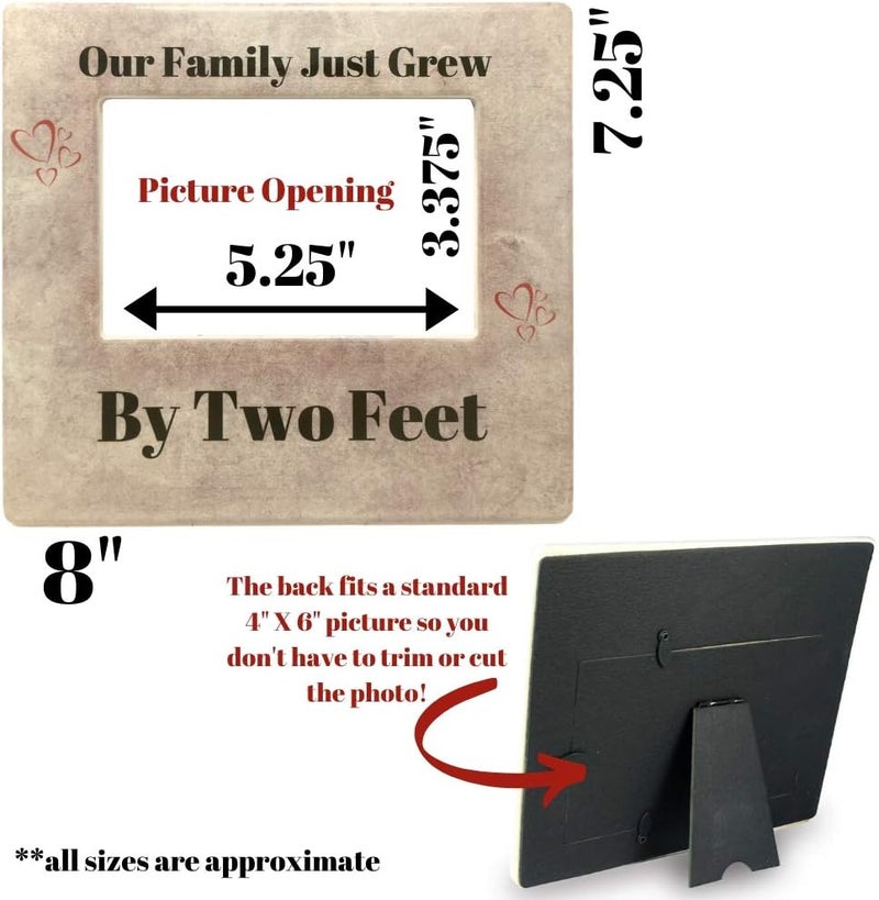 BANBERRY DESIGNS New Baby Frame  Our Family Just Grew By Two Feet  Heart Design with Tan Marble Like Background  Nursery Dcor  4 X 6 Picture Opening - Image 3