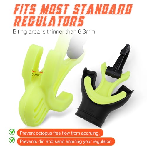 OVOVFANY Scuba Octo Plug, 2Pack Diving Regulator Octopus Retainer Mouthpiece Holder with Black Plastic Clip (Yellow) - Image 3