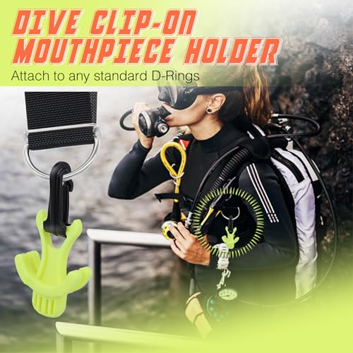 OVOVFANY Scuba Octo Plug, 2Pack Diving Regulator Octopus Retainer Mouthpiece Holder with Black Plastic Clip (Yellow) - Image 2