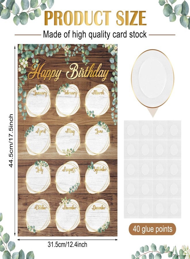Spakon 2 Pcs Eucalyptus Happy Birthday Chart Poster 17.5''x12.4'' Birthday Calendar Bulletin Board Decorations for Back to School Supply - Image 2