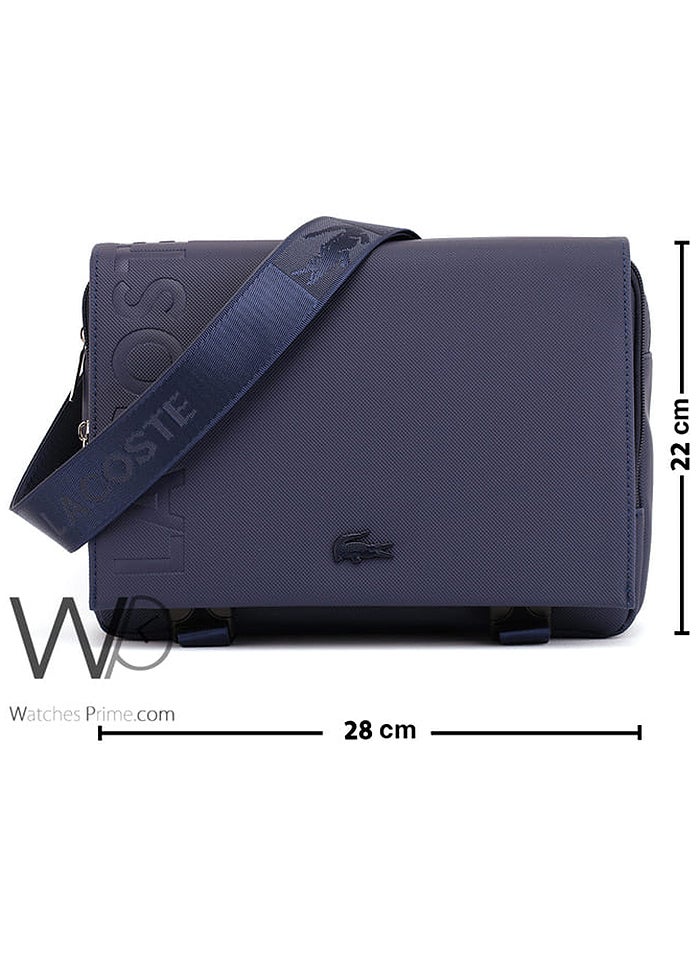 Lacoste Blue Leather Crossbody Bag For Men - Image 3