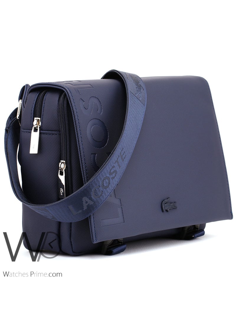 Lacoste Blue Leather Crossbody Bag For Men - Image 5