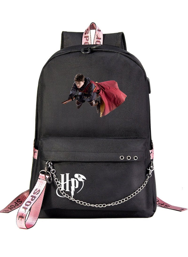 Harry Potter Cartoon Print Student Youth Large Capacity Backpack For Men And Women