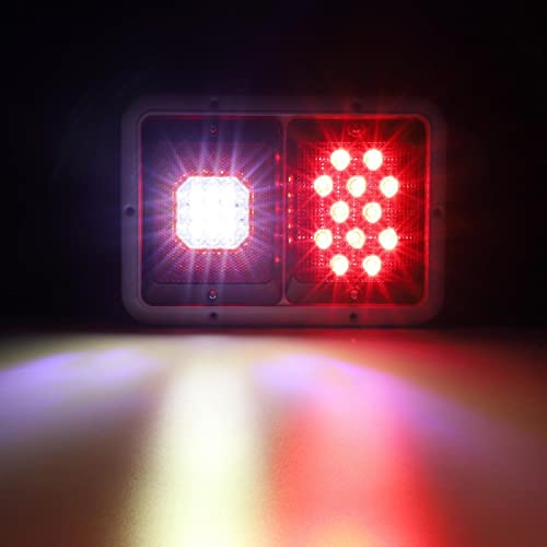 Partsam 2x Horizontal Mount Dual Stop Turn Tail Backup Reverse Lights 33 LED Surface Mount RV Double Led Taillight 12V IP67 White Base w Gasket - Image 3