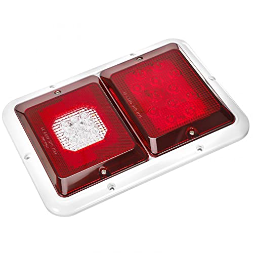 Partsam 2x Horizontal Mount Dual Stop Turn Tail Backup Reverse Lights 33 LED Surface Mount RV Double Led Taillight 12V IP67 White Base w Gasket - Image 2