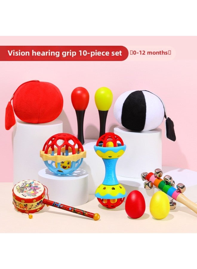 Baby Chasing Red Ball Vision Training Baby Hand Catch Ball Small Cloth Ball Toy Newborn Early Education 3 Months 2 Vision-Color:[All-round] Full Training Set Of 10 (0-12 Months) - Image 1
