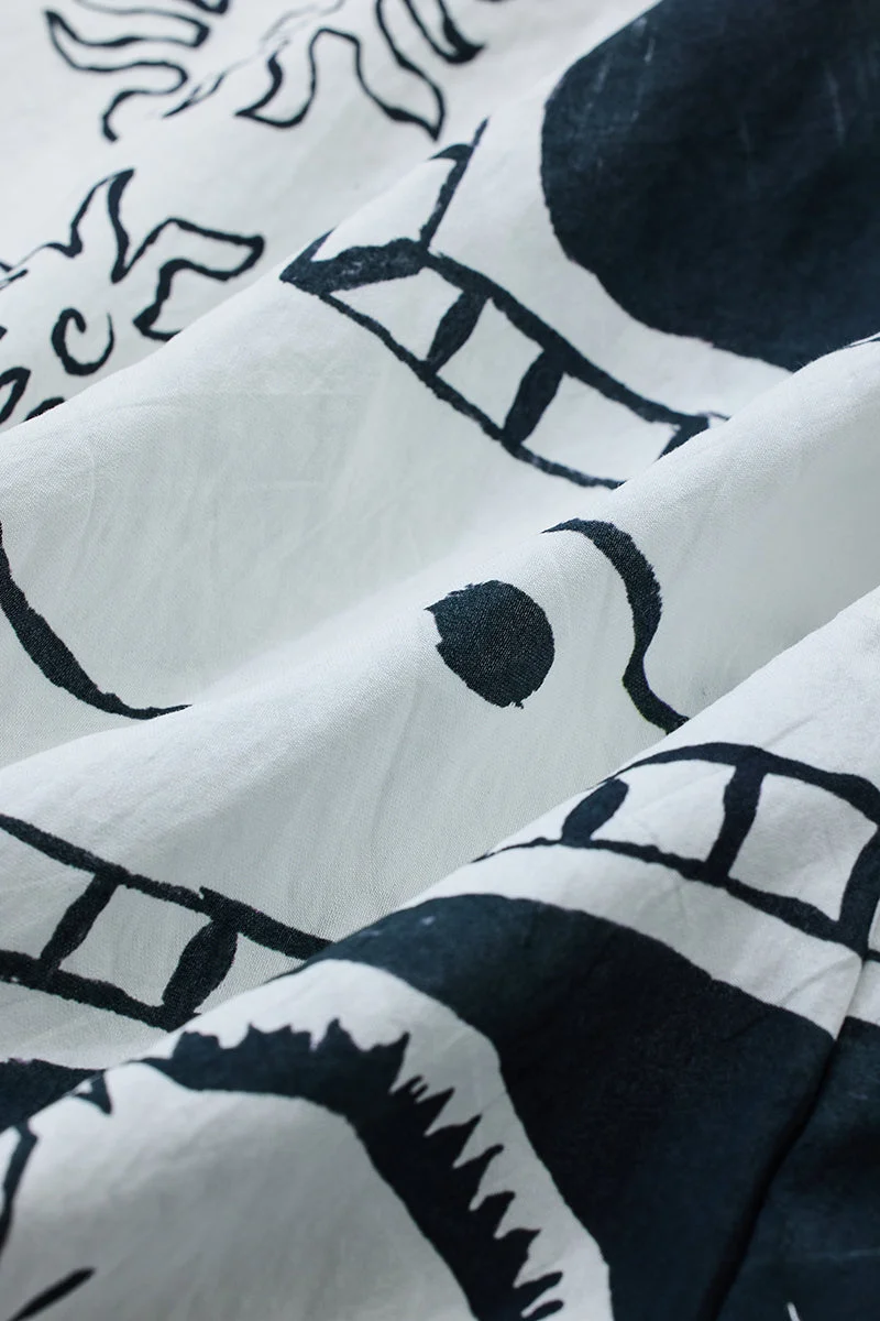 SNITCH White Printed Half Sleeve Boxy Shirt