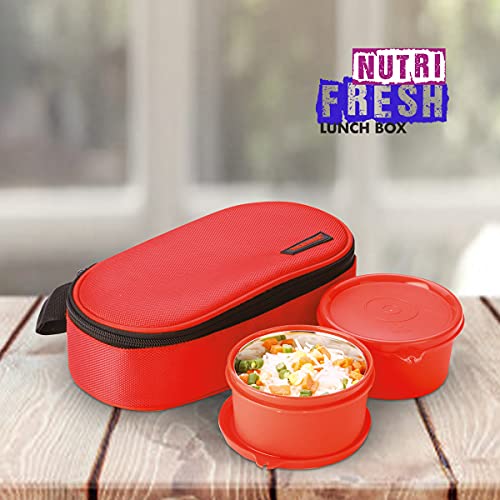 Trueware Nutri Fresh 2-Insulated Stainless Steel Lunch Box -Red|Tiffin Box with Bag for Office,College,School - Image 2