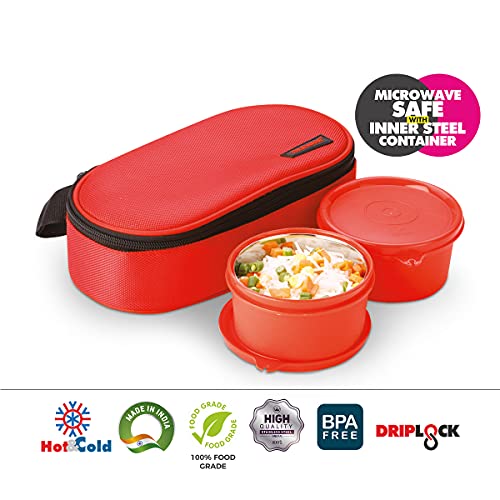 Trueware Nutri Fresh 2-Insulated Stainless Steel Lunch Box -Red|Tiffin Box with Bag for Office,College,School - Image 3