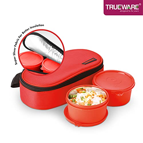Trueware Nutri Fresh 2-Insulated Stainless Steel Lunch Box -Red|Tiffin Box with Bag for Office,College,School - Image 4