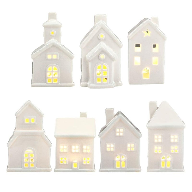 European and American ceramic Christmas home decorations, Christmas crafts, creative ornaments, LED hollow houses, cross-border wholesale - Image 2