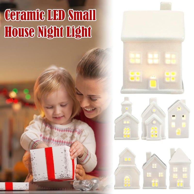 European and American ceramic Christmas home decorations, Christmas crafts, creative ornaments, LED hollow houses, cross-border wholesale - Image 4