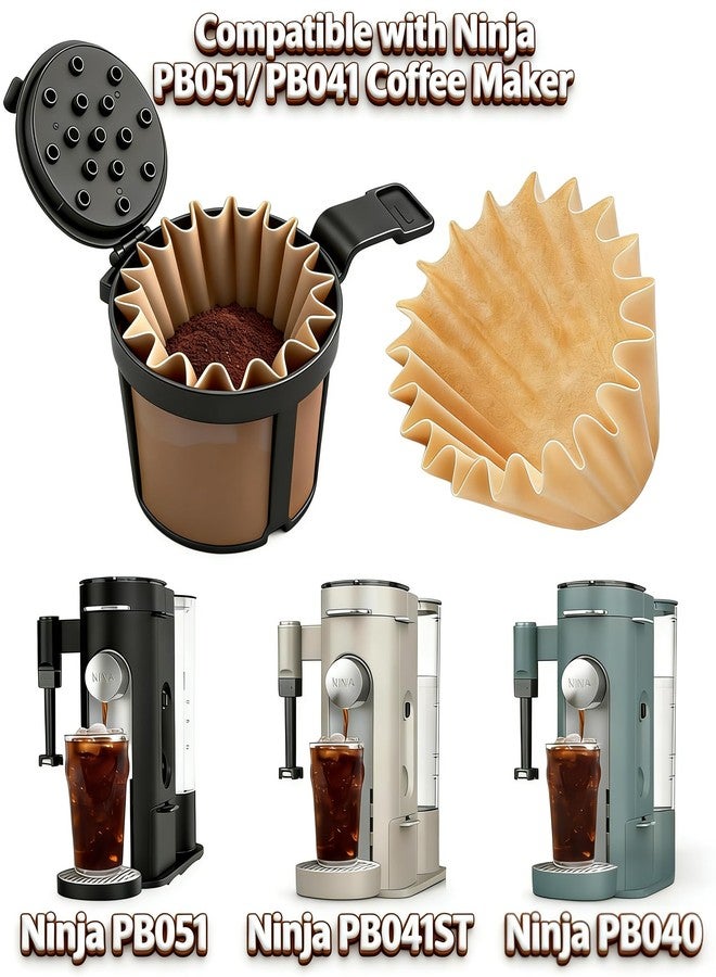 JDHAVMOS Reusable Coffee Filter Basket & 50Pcs Disposable Coffee Paper Filters - Compatible with Ninja PB051/PB040/PB041ST Coffee Makers, Permanent & Durable. - Image 2