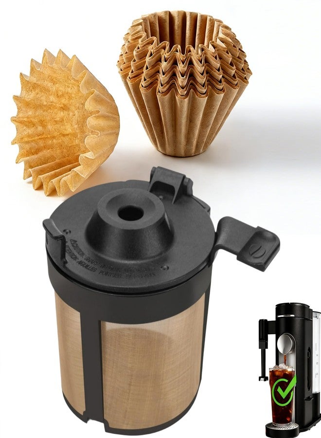 JDHAVMOS Reusable Coffee Filter Basket & 50Pcs Disposable Coffee Paper Filters - Compatible with Ninja PB051/PB040/PB041ST Coffee Makers, Permanent & Durable. - Image 1