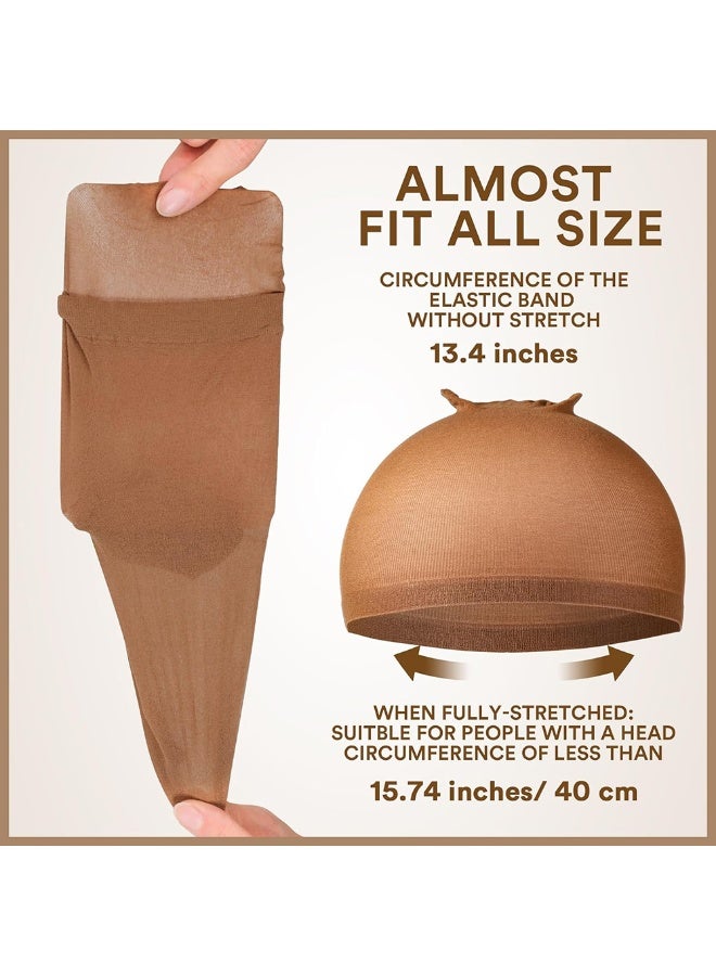 قبعات شعر مستعار، عبوة من 8 قبعة من النايلون المطاطي لتوحيد لون البشرة للنساء والرجال - بني - Image 2