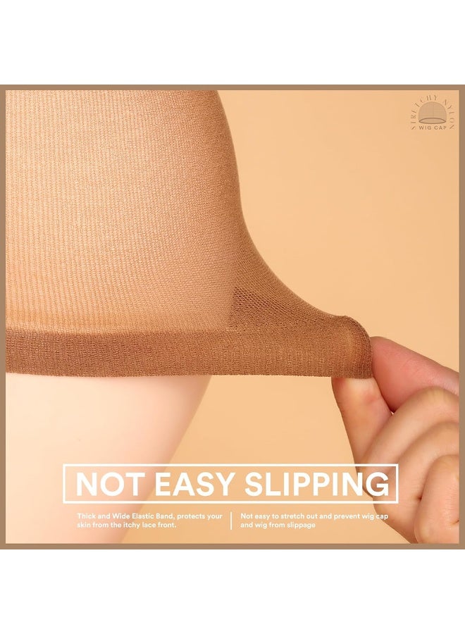 قبعات شعر مستعار، عبوة من 8 قبعة من النايلون المطاطي لتوحيد لون البشرة للنساء والرجال - بني - Image 4
