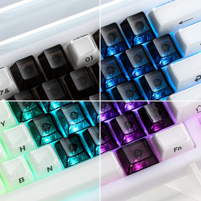GMKWTL أغطية مفاتيح XVX الكريستالية الشفافة الفارغة، مادة PC مخصصة DIY أغطية لوحة مفاتيح الحلوى القلبية، غطاء مفتاح الحلوى السوداء الخلفية الإضاءة لملف تعريف الكرز لمفاتيح MX الميكانيكية (21 قطعة) - Image 5