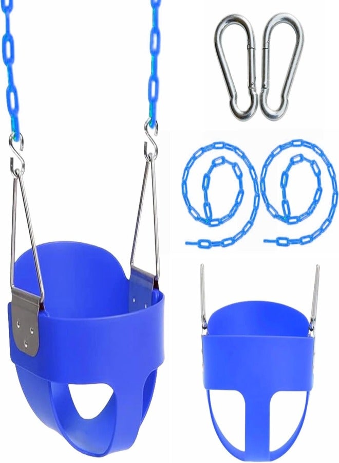 Fitness World Vans Heavy Duty Full Back Baby Swing Seat with Plastic Coated Chains for Outdoor and Indoor Use Blue  - Image 1
