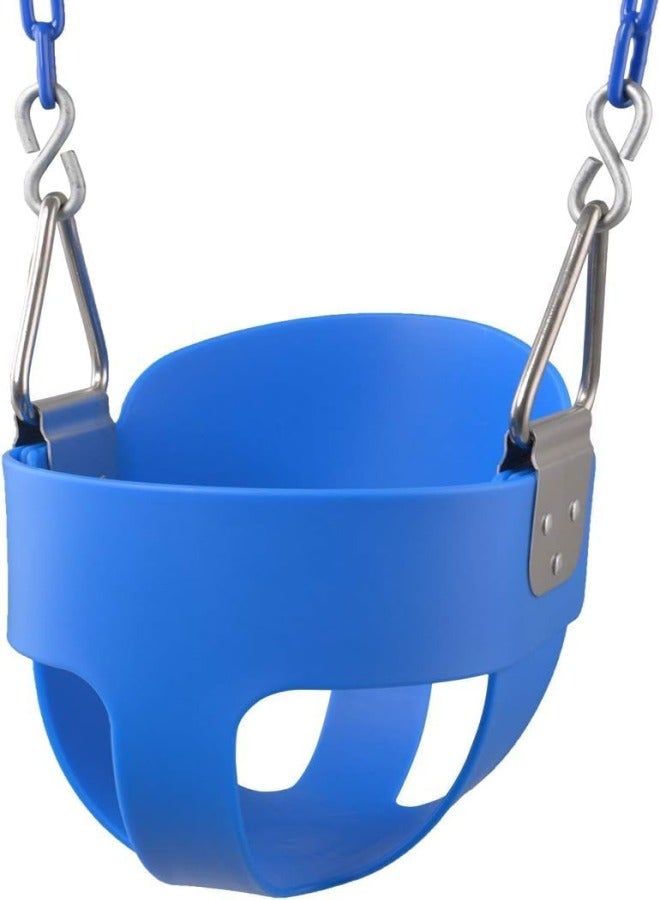 Fitness World Vans Heavy Duty Full Back Baby Swing Seat with Plastic Coated Chains for Outdoor and Indoor Use Blue  - Image 4