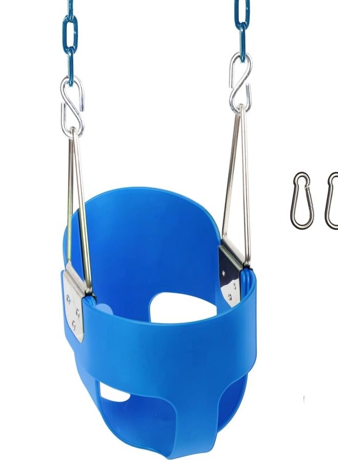 Fitness World Vans Heavy Duty Full Back Baby Swing Seat with Plastic Coated Chains for Outdoor and Indoor Use Blue  - Image 3