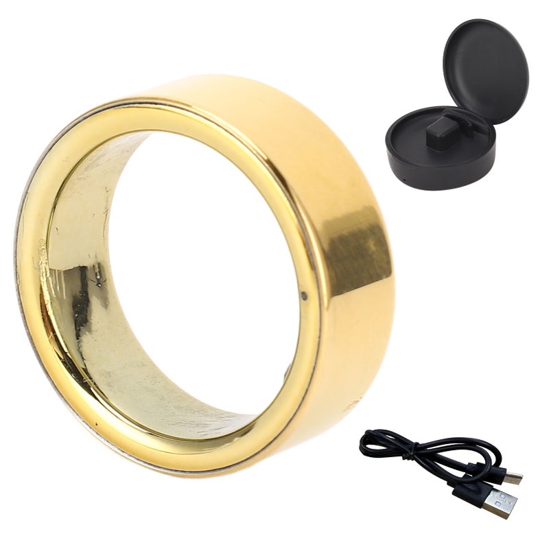 Smart Ring: Gold Stainless Steel, Lightweight Wear, Health Monitoring - Sleep & Step Tracking, Body Temperature Blood Oxygen Monitor for Daily Fitness & Health Enthusiasts - Image 1