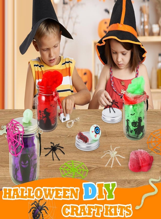 OCHIDO Halloween Crafts Activities for Kids Ages 4-12,6 Pack Glass Mason Jar for School Art Activities,Halloween's Craft Supplies,DIY Lantern Jar for Gifts Halloween Party Favors,Classroom Prizes - Image 5
