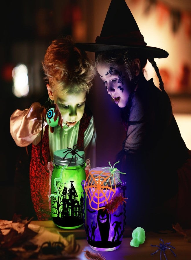 OCHIDO Halloween Crafts Activities for Kids Ages 4-12,6 Pack Glass Mason Jar for School Art Activities,Halloween's Craft Supplies,DIY Lantern Jar for Gifts Halloween Party Favors,Classroom Prizes - Image 2
