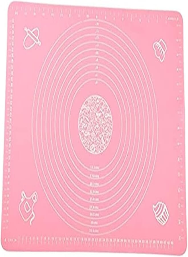 Spaceshoop VIQILANY 70x50cm Large Silicone Mat with Measurements,for Baking,Sugar craft,Fondant,Pastry,Icing Cake,Clay - Pink