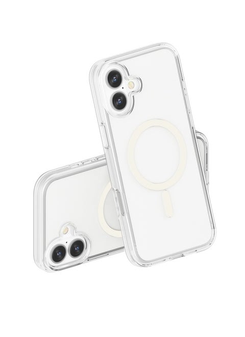 GEAR4 Magnetic Case Compatible with iPhone 16 PLUS Case, Compatible with MagSafe Wireless Charging, Transparent Anti-Scratch Back Shockproof Protective Slim Thin Phone Case Cover, Clear (TPU + Tough Polycarbonate Back I 16ft Drop Protection Tested I Transparent)