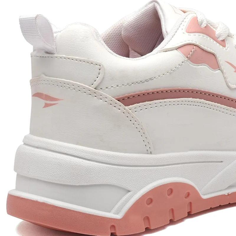Asian Stylish White Peach Sneakers for Women and Girls
