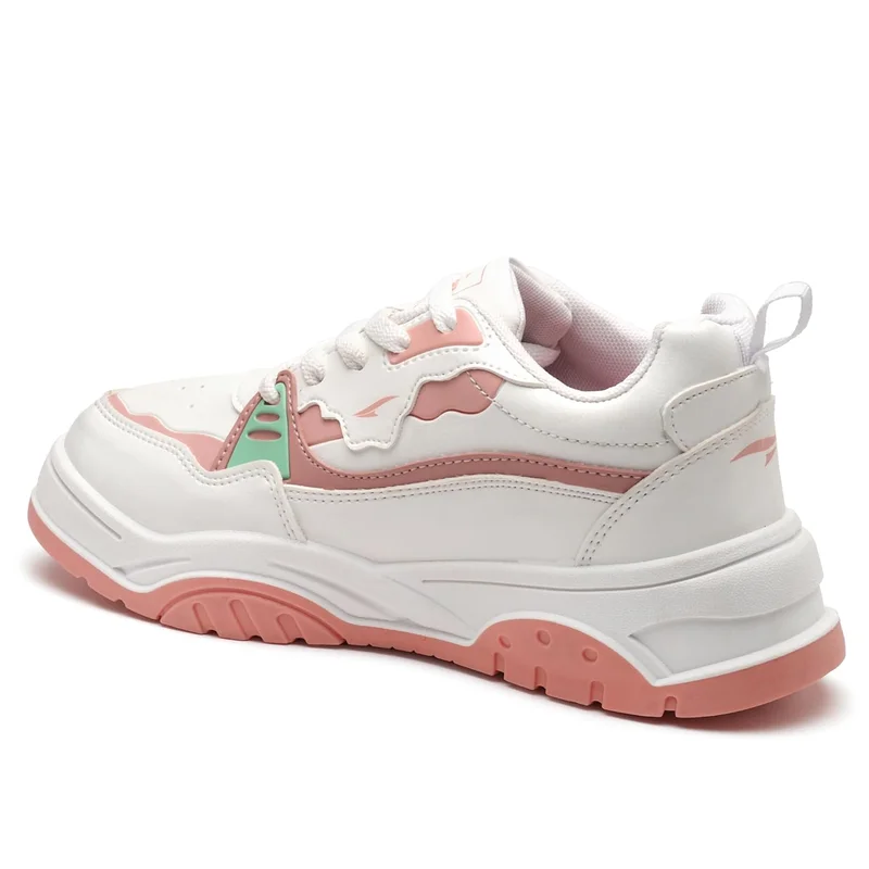 Asian Stylish White Peach Sneakers for Women and Girls