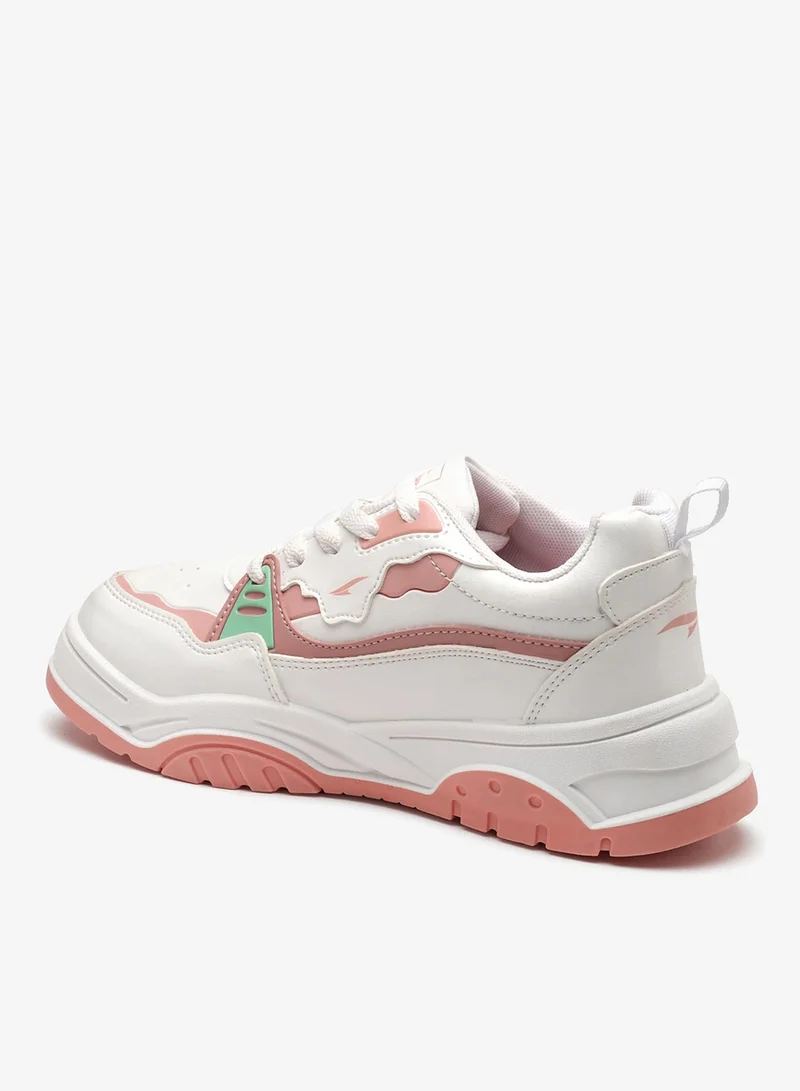 Asian  Stylish White Peach Sneakers for Women and Girls for Women | Best Price UAE