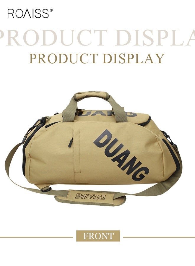 roaiss Unisex Gym Duffel  Brown Bag Sports Backpack Portable Luggage Handbag Wet and Dry Separation Shoes Compartment Large Capacity Crossbody Bag for Fitness Travel Simple Casual Portable Shoulder  Backpack - Image 5