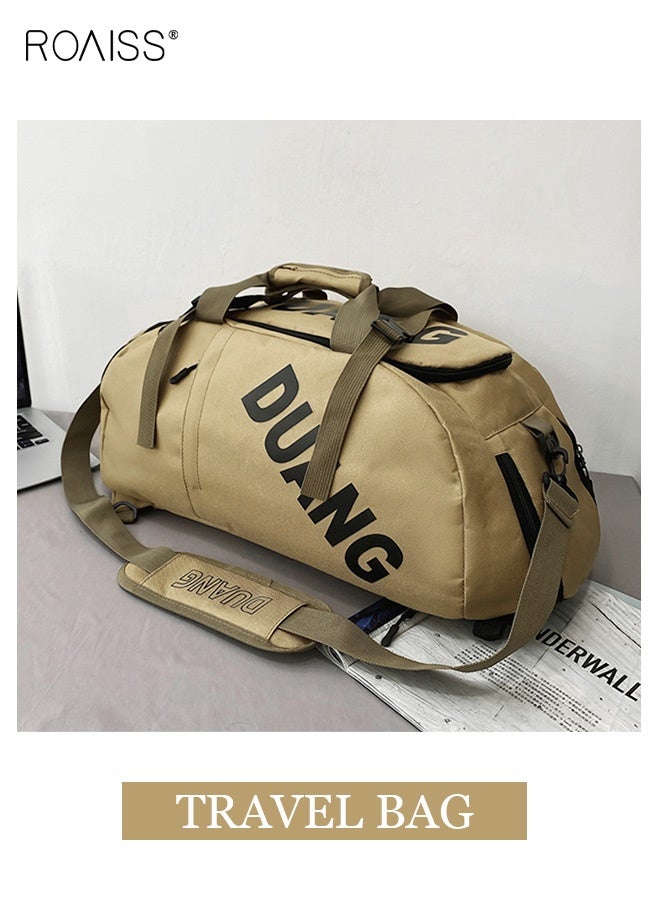 roaiss Unisex Gym Duffel  Brown Bag Sports Backpack Portable Luggage Handbag Wet and Dry Separation Shoes Compartment Large Capacity Crossbody Bag for Fitness Travel Simple Casual Portable Shoulder  Backpack - Image 4