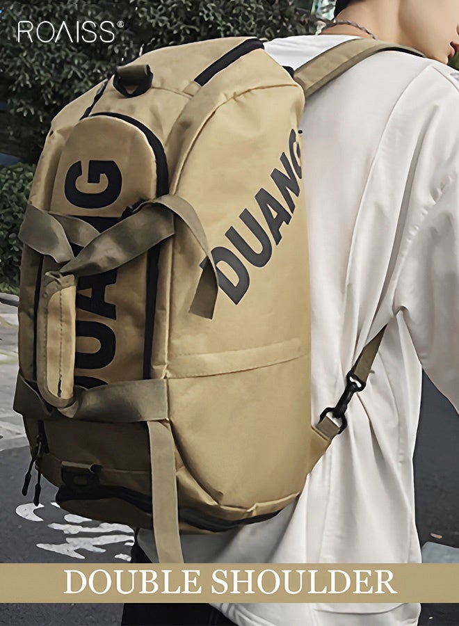 roaiss Unisex Gym Duffel  Brown Bag Sports Backpack Portable Luggage Handbag Wet and Dry Separation Shoes Compartment Large Capacity Crossbody Bag for Fitness Travel Simple Casual Portable Shoulder  Backpack - Image 1