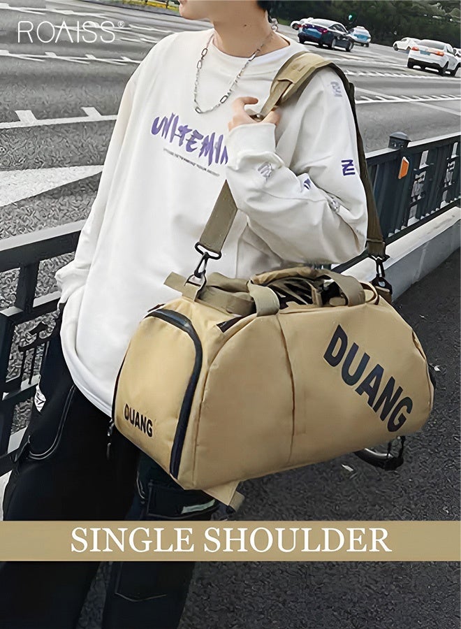 roaiss Unisex Gym Duffel  Brown Bag Sports Backpack Portable Luggage Handbag Wet and Dry Separation Shoes Compartment Large Capacity Crossbody Bag for Fitness Travel Simple Casual Portable Shoulder  Backpack - Image 2