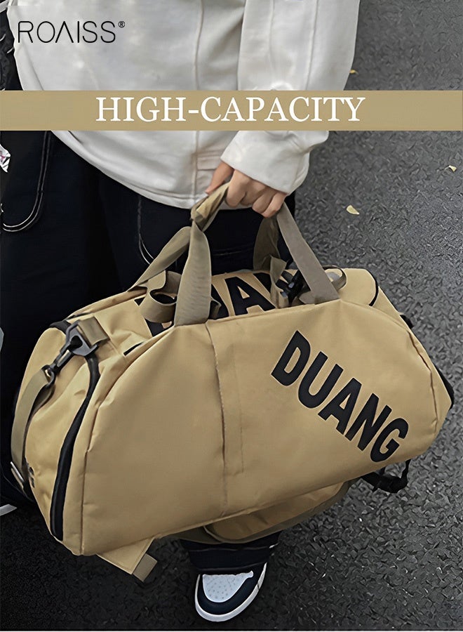 roaiss Unisex Gym Duffel  Brown Bag Sports Backpack Portable Luggage Handbag Wet and Dry Separation Shoes Compartment Large Capacity Crossbody Bag for Fitness Travel Simple Casual Portable Shoulder  Backpack - Image 3