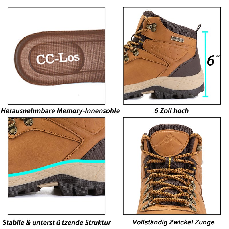 CC-Los Women's Waterproof Hiking Boots Trekking Backpacking Boot Yellow Size 5.5-10.5 - Image 3