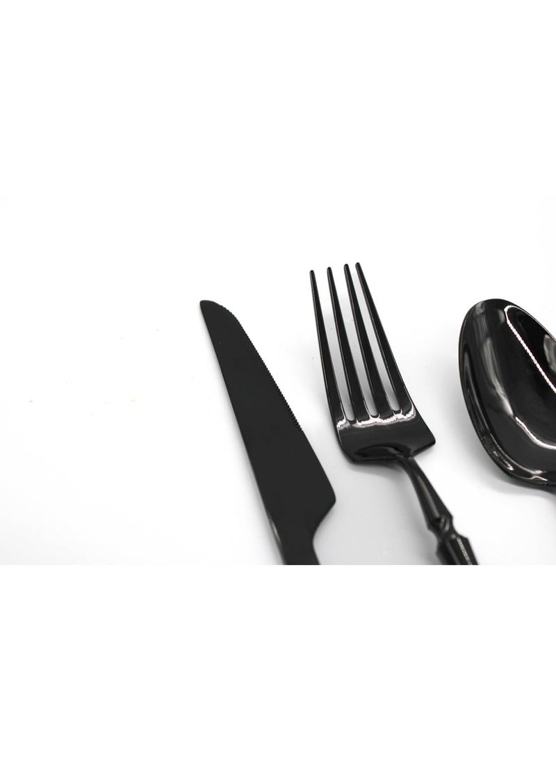 Mado Gallery Luxury Cutlery Set of 6 – Stainless Steel Flatware, Rose Gold, Black, Silver, Golden – Mirror Polished, Dishwasher Safe, with Gift Box – For Home & Restaurant (Black) - Image 5