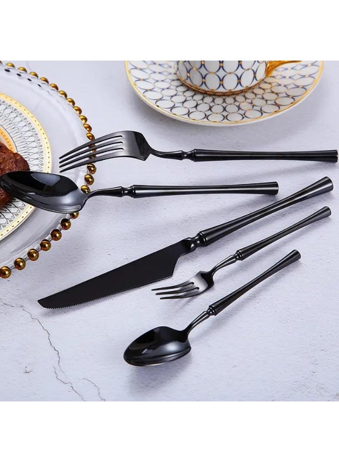 Mado Gallery Luxury Cutlery Set of 6 – Stainless Steel Flatware, Rose Gold, Black, Silver, Golden – Mirror Polished, Dishwasher Safe, with Gift Box – For Home & Restaurant (Black) - Image 3