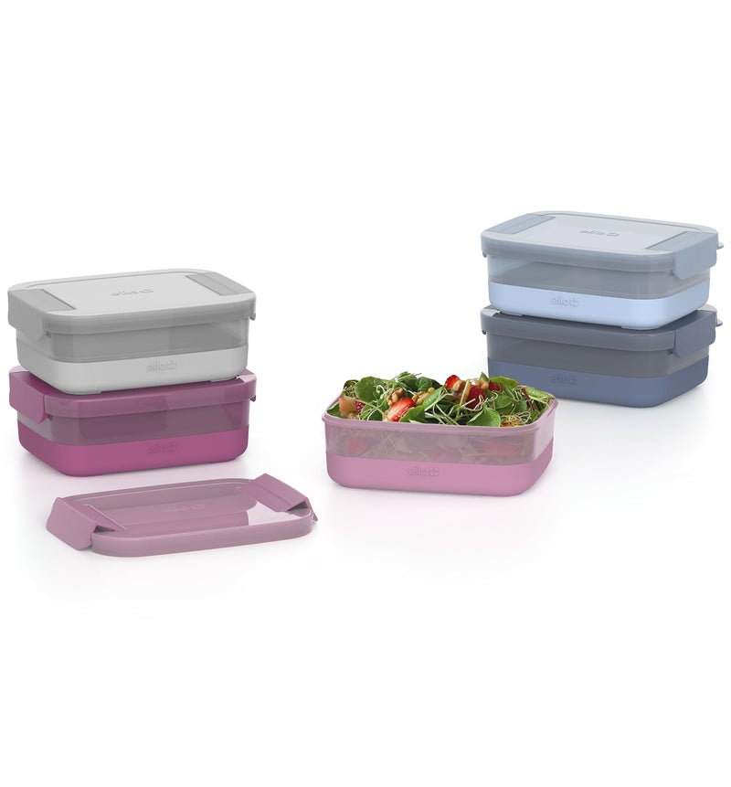 Ello Plastic 3.7 Cup Meal Prep Set 10 Pc, 5 Pack Set - BPA Free Plastic Food Storage Container with Silicone Boot and Airtight Lids, Dishwasher, Microwave, and Freezer Safe, Elderberry - Image 4